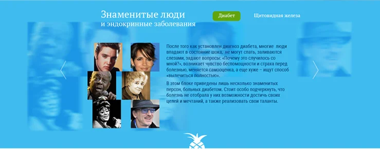 Создание сайта врача-эндокринолога <nobr>Олеси Зиныч</nobr> Знаменитые люди и эндокринные заболевания