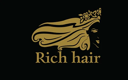 Дизайн логотипу Rich Hair - варіант на чорному тлі